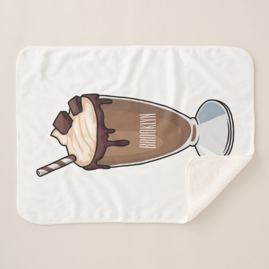 Cartoon van chocolade-mokshake sherpa deken (Voorkant (horizontaal))