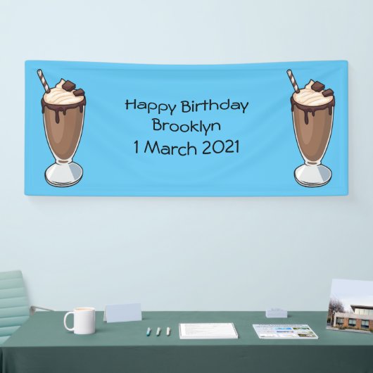 Cartoon van chocolade-mokshake spandoek (Beurs)