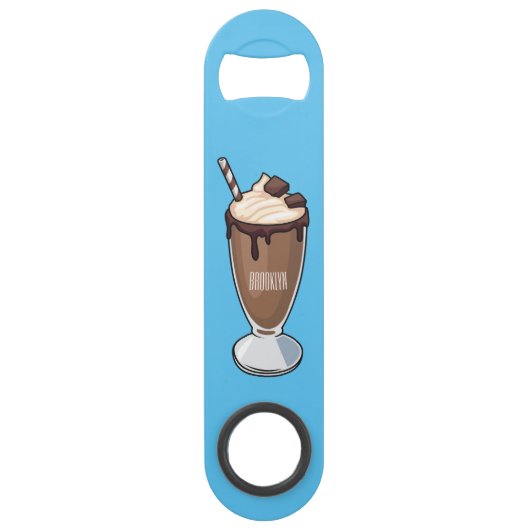 Cartoon van chocolade-mokshake speed flessenopener (Voorkant)
