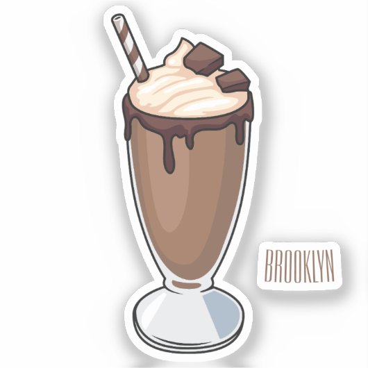 Cartoon van chocolade-mokshake sticker (Voorkant)