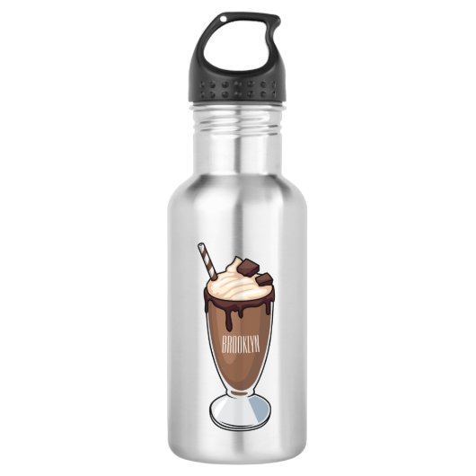 Cartoon van chocolade-mokshake waterfles  (Voorkant)