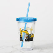Cartoon van Crawler-graafmachine Acryl Drinkbeker (Achterkant)