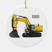 Cartoon van Crawler-graafmachine Keramisch Ornament (Achterkant)