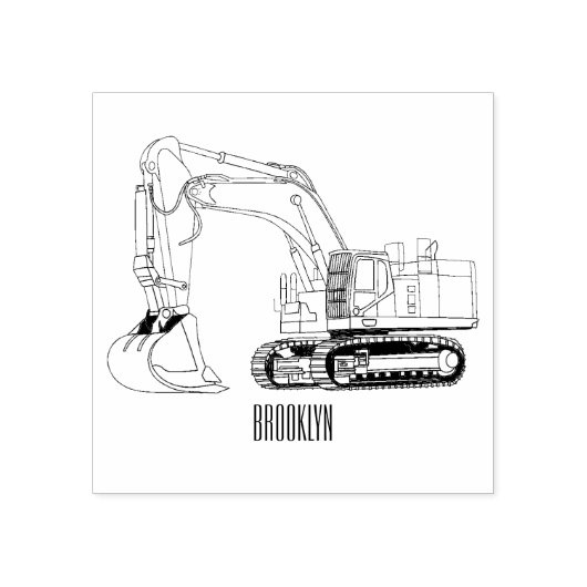 Cartoon van Crawler-graafmachine Rubberstempel (Afrduk)