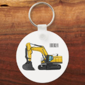 Cartoon van Crawler-graafmachine Sleutelhanger (Voorkant)