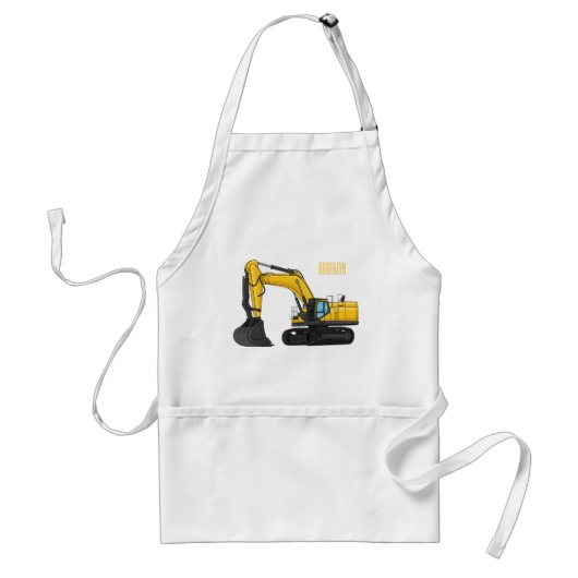 Cartoon van Crawler-graafmachine Standaard Schort (Voorkant)