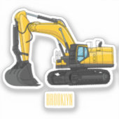 Cartoon van Crawler-graafmachine Sticker (Voorkant)