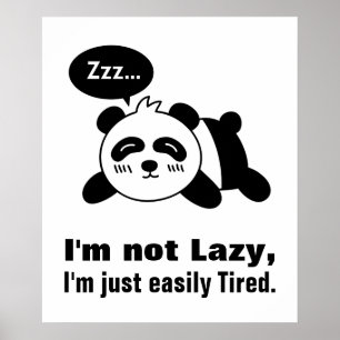 Cartoon van Cute en Lazy Panda Poster
