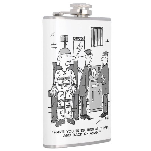 Cartoon van de defecte elektrische stoel - Funny Heupfles (Rechts)