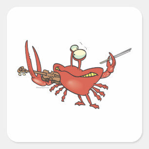 cartoon van de gekke krab vierkante sticker