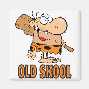 cartoon van de grappige oude school skool caveman magneet