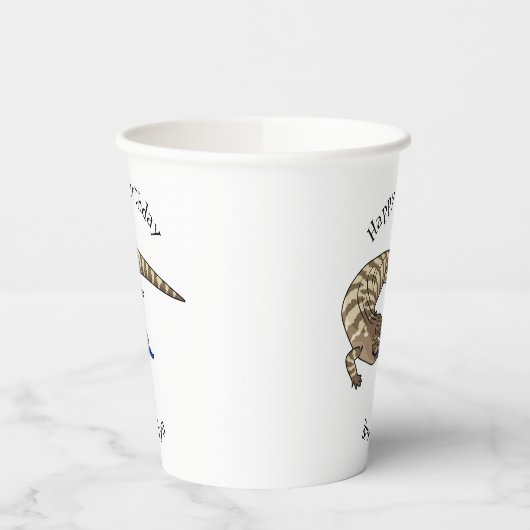 Cartoon van de hagedis papieren bekers (Links)