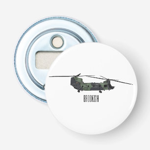 Cartoon van de helikopter van het Chinese leger Button Flesopener