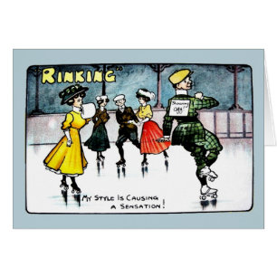 cartoon van de jaren 1910, grappig schaatsen