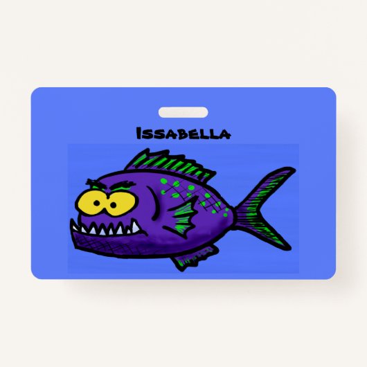 Cartoon van de Piranha-vis Badge (Voorkant)
