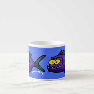 Cartoon van de Piranha-vis Espresso Kop