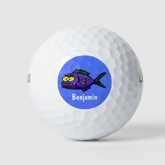 Cartoon van de Piranha-vis Golfballen (Voorkant)