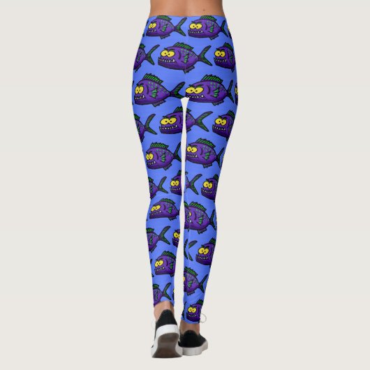 Cartoon van de Piranha-vis Leggings (Achterkant)