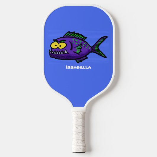Cartoon van de Piranha-vis Pickleball Paddle (Voorkant)