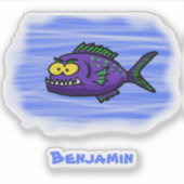 Cartoon van de Piranha-vis Sticker (Voorkant)