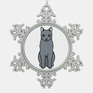 Cartoon van de Russische blauwe kat Tin Sneeuwvlok Ornament