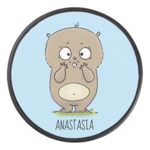 Cartoon van de schattige kruiphamster van de verge hockey puck