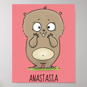 Cartoon van de schattige kruiphamster van de verge poster