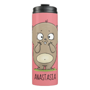 Cartoon van de schattige kruiphamster van de verge thermosbeker