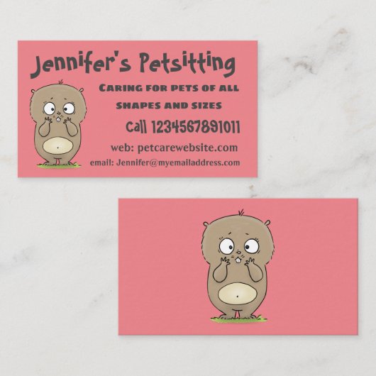 Cartoon van de schattige kruiphamster van de verge visitekaartje (Voorkant / Achterkant)