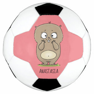 Cartoon van de schattige kruiphamster van de verge voetbal