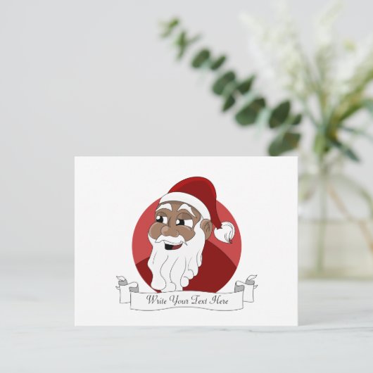 Cartoon van de zwarte kerstman feestdagenkaart (Staand voorkant)
