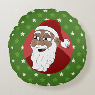 Cartoon van de zwarte kerstman rond kussen