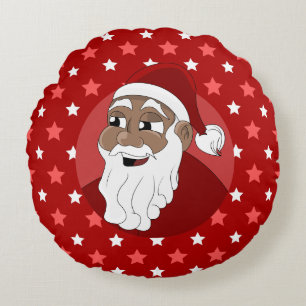 Cartoon van de zwarte kerstman rond kussen