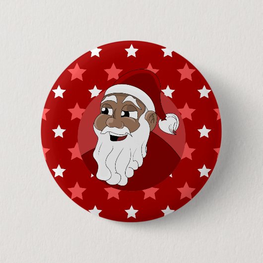 Cartoon van de zwarte kerstman ronde button 5,7 cm (Voorkant)