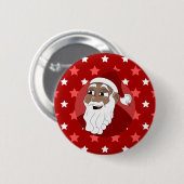Cartoon van de zwarte kerstman ronde button 5,7 cm (Voorkant /achterkant)