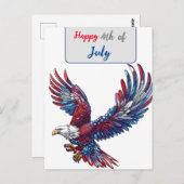 Cartoon van een adelaar, 4 juli concept briefkaart (Voorkant / Achterkant)