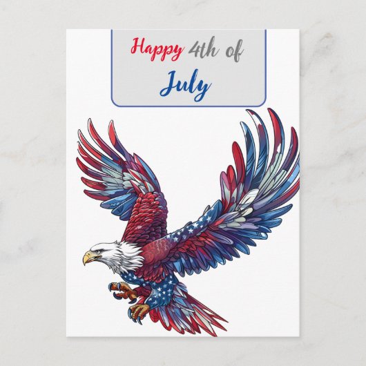 Cartoon van een adelaar, 4 juli concept briefkaart (Voorkant)