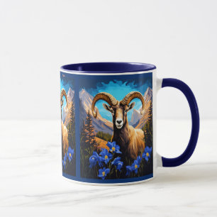 Cartoon van een Colorado-dikhoornschaap Blauwe Col Mok