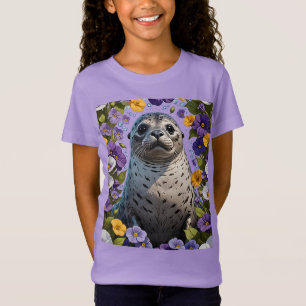 Cartoon van een havenzegel omringd door altviool t-shirt