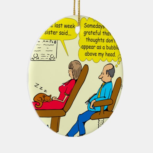 cartoon van een particuliere gedachtenbellentherap keramisch ornament (Rechts)