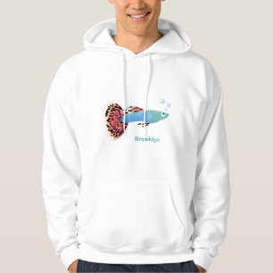 Cartoon van fancy guppy tropische vissoorten hoodie