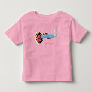 Cartoon van fancy guppy tropische vissoorten kinder shirts