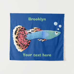 Cartoon van fancy guppy tropische vissoorten wandkleed