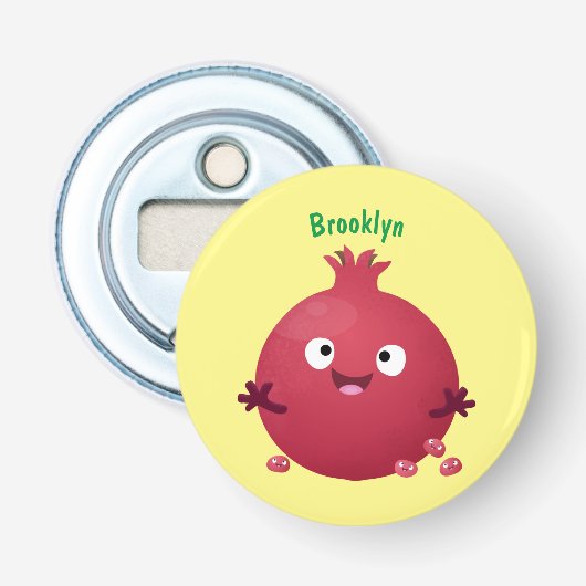 Cartoon van fijne granaatappels button flesopener (Voorkant)
