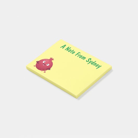 Cartoon van fijne granaatappels post-it® notes (Schuin)