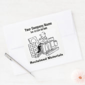 Cartoon van geregenereerde materialen vierkante sticker (Envelop)