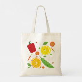 Cartoon van groente en fruit tote bag (Achterkant)