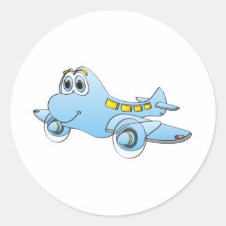 Cartoon van het vliegtuig ronde sticker