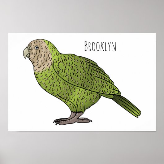 Cartoon van Kakapo Poster (Voorkant)