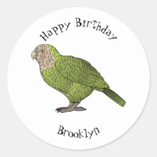 Cartoon van Kakapo Ronde Sticker